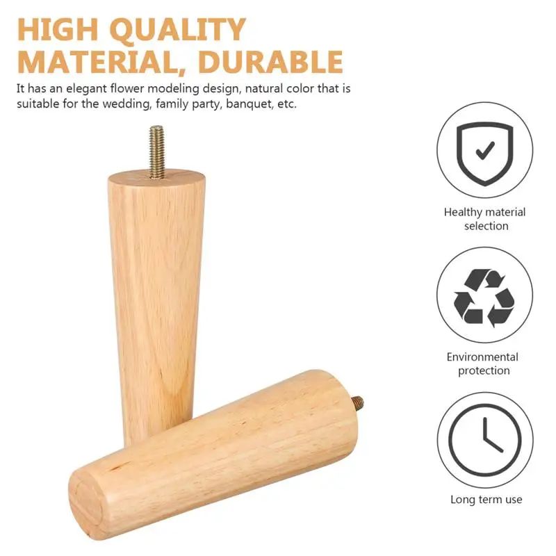 4Pcs 10/12/15CM Solid Wood Furniture Legs Height Straight Sturdy Tapered Sofa Bed Cabinet Table Chair Replacement Furniture Legs
