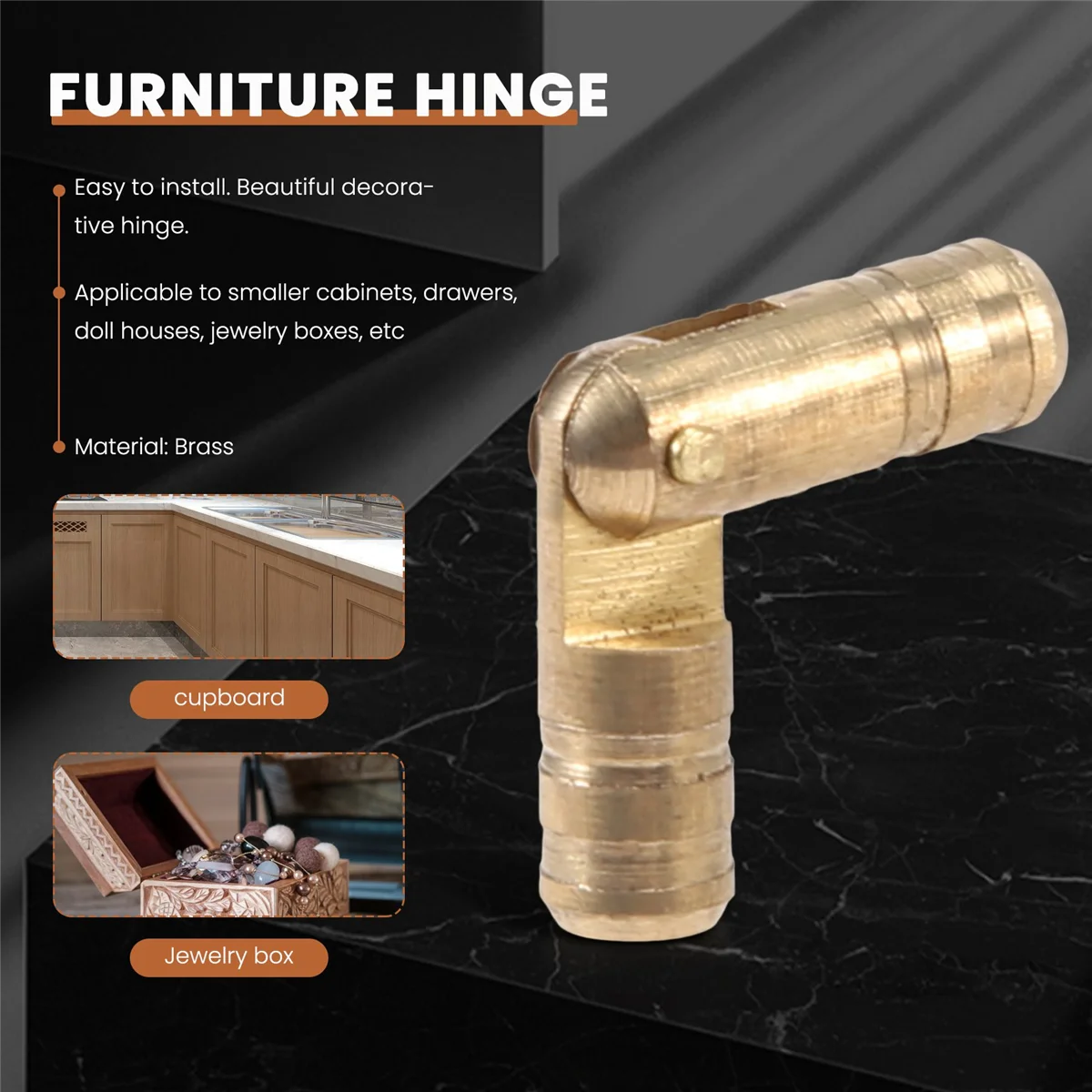 A04I 100Pcs Brass Concealed Barrel Hinges Jewelry Wood Boxes Cabinet Furniture Hinge 4X20mm