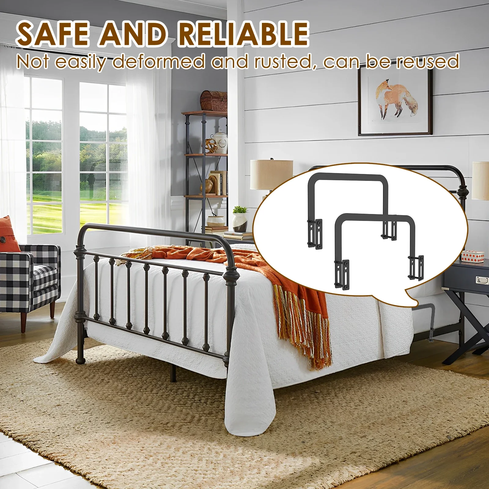 2Pcs Nonslip Mattress Gaskets Mattress Metal Retainer Adjustable Slide Stopper Enhanced Mattress Stability For Metal Bed Frames