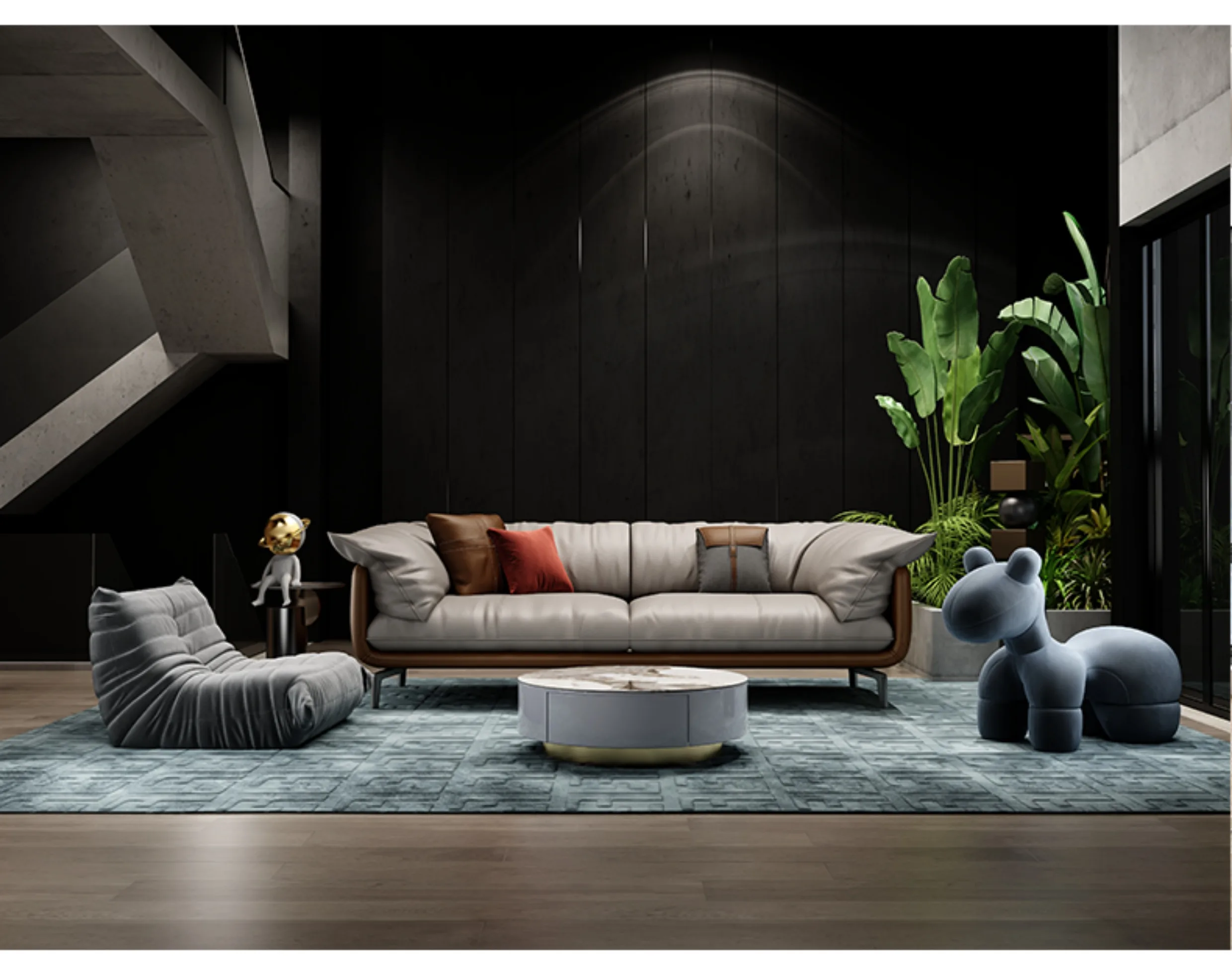Nordic Simple Soft Sofa Vintage Brown Girl 3 Seater Designer Sofa Leather Love Seat Muebles Para Salas Modernos Home Furniture