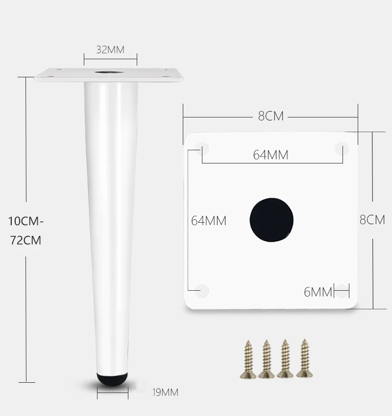 4Pcs Furniture Legs, White Metal Sofa Legs Modern Furniture Support Feet Replacement Leg for Couch Chair Ottoman Cabinet Table