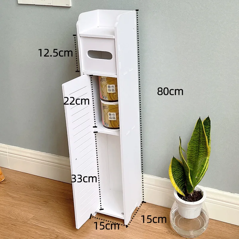 Small Bathroom Corner Floor Cabinet Toilet Vanity Cabinet Narrow Bath Sink Organizer Towel Storage Shelf for Paper Holder