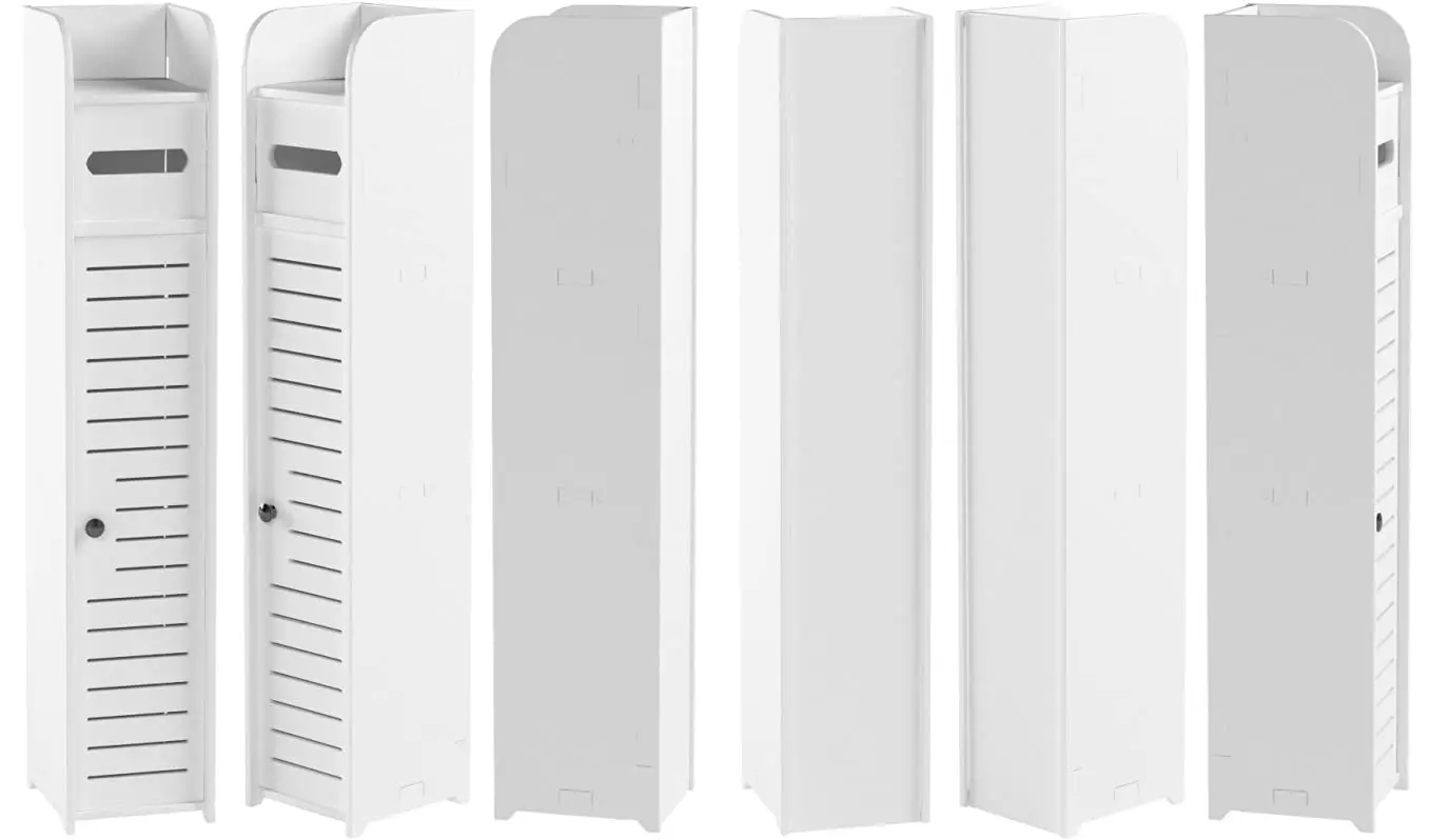 Small Bathroom Corner Floor Cabinet Toilet Vanity Cabinet Narrow Bath Sink Organizer Towel Storage Shelf for Paper Holder