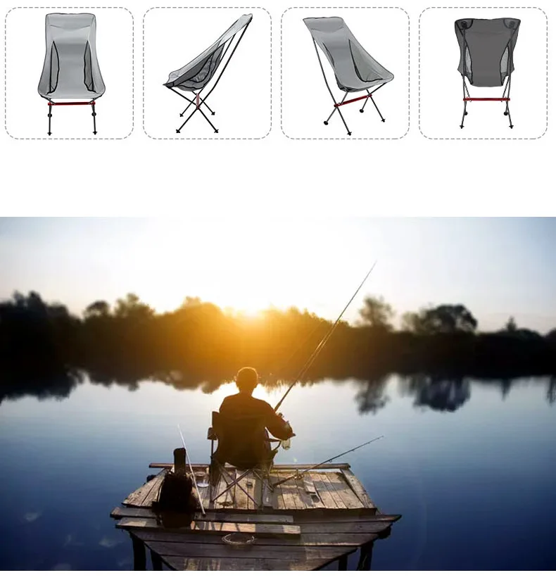 Camping Chair Outdoor Ultralight Folding Moon Chairs Portable Beach Chair Aluminiu Alloy Fishing Chair For Picnic BBQ Beach Rest