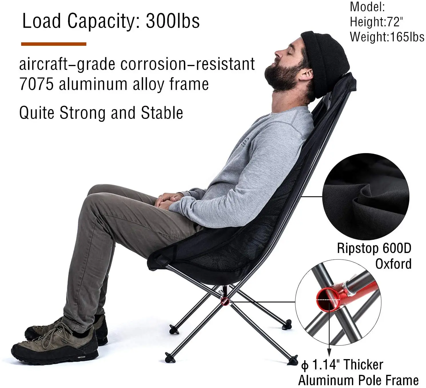 Camping Chair Outdoor Ultralight Folding Moon Chairs Portable Beach Chair Aluminiu Alloy Fishing Chair For Picnic BBQ Beach Rest