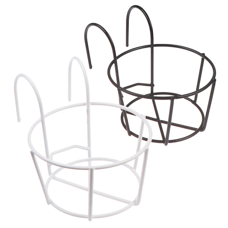 Garden Hanging Plant Iron Racks Balcony Round Flower Pot Rack Railing Fence