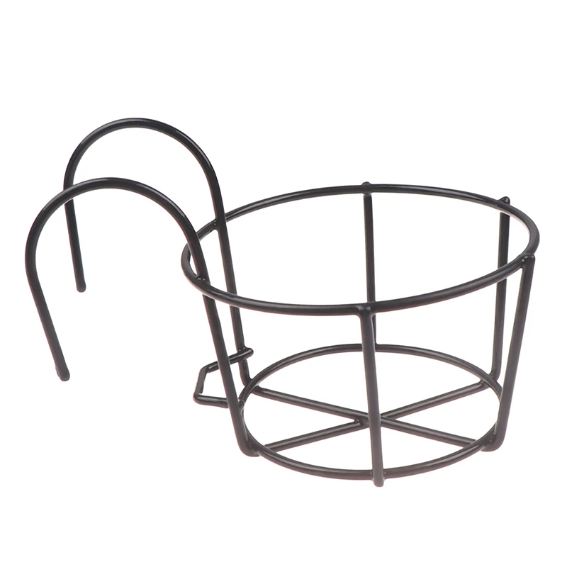 Garden Hanging Plant Iron Racks Balcony Round Flower Pot Rack Railing Fence