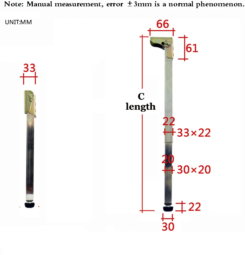 Stainless Steel Foldable Retractable Furniture Legs Bracket Lift Table Legs Support Bar Foot Column Length Can be Customized