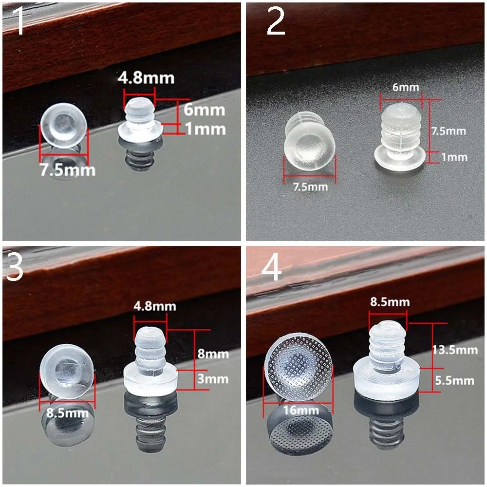20Pcs Universal Transparent Fasteners Foot Pad Screws Hole Plugs Rubber Stem Bumpers Anti collision Embedded Cabinet Furniture