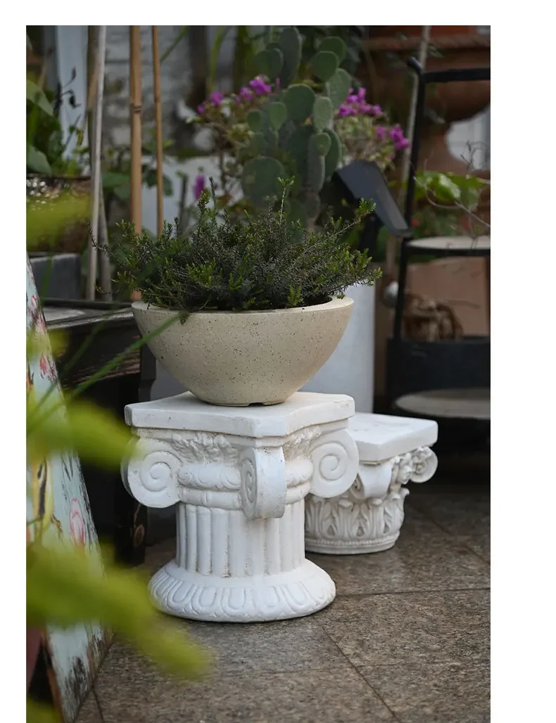 European Roman Column Flower Base, Retro Creative Plant Rack, Courtyard Balcony Display Stand, Photography Props, Wedding Decor