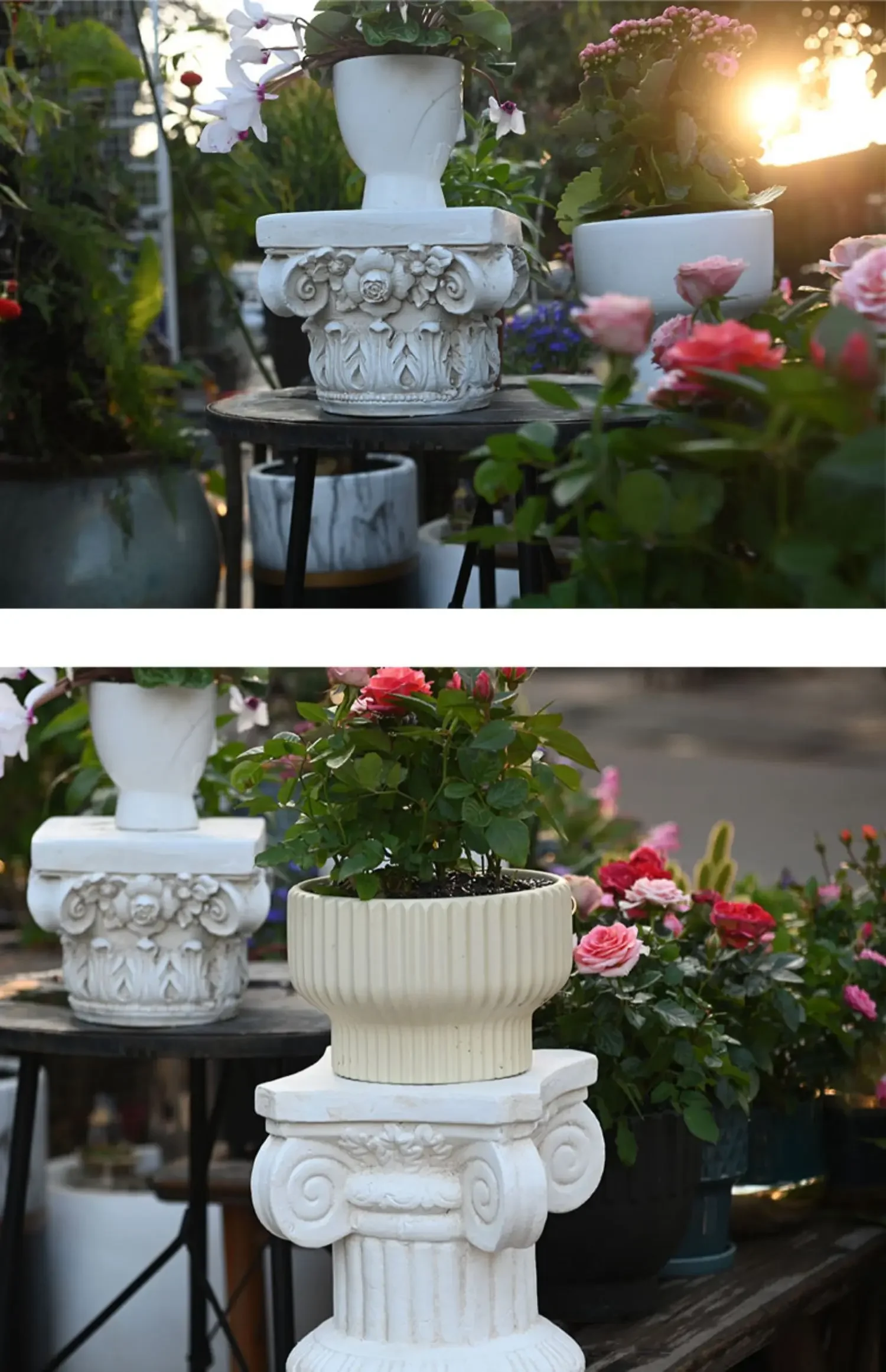 European Roman Column Flower Base, Retro Creative Plant Rack, Courtyard Balcony Display Stand, Photography Props, Wedding Decor
