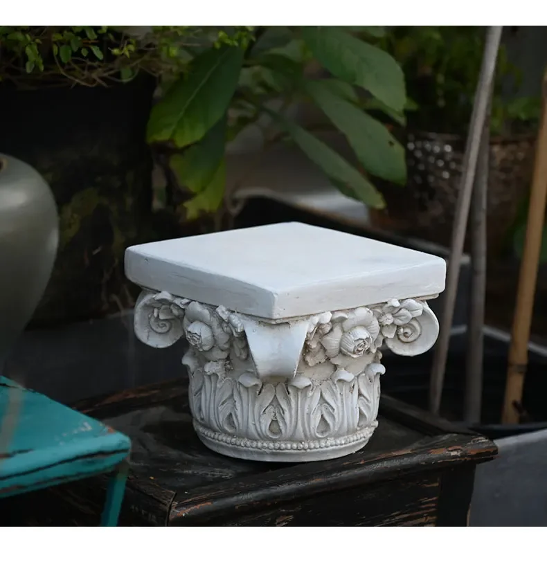European Roman Column Flower Base, Retro Creative Plant Rack, Courtyard Balcony Display Stand, Photography Props, Wedding Decor