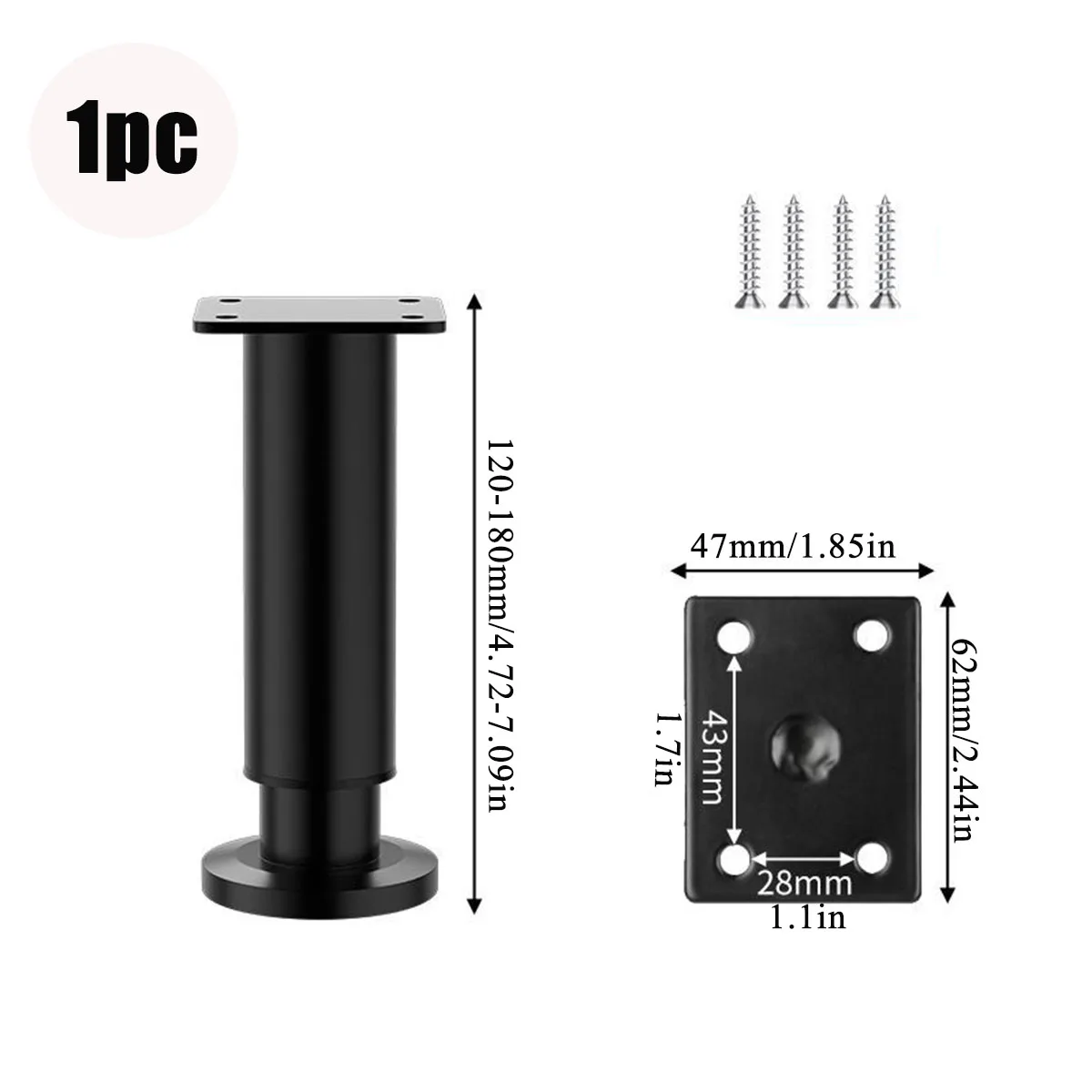 Adjustable Stainless Steel Furniture Legs Thickened Metal Replacement Legs with Screws for Cabinet Desk Table Chair Sofa Bed