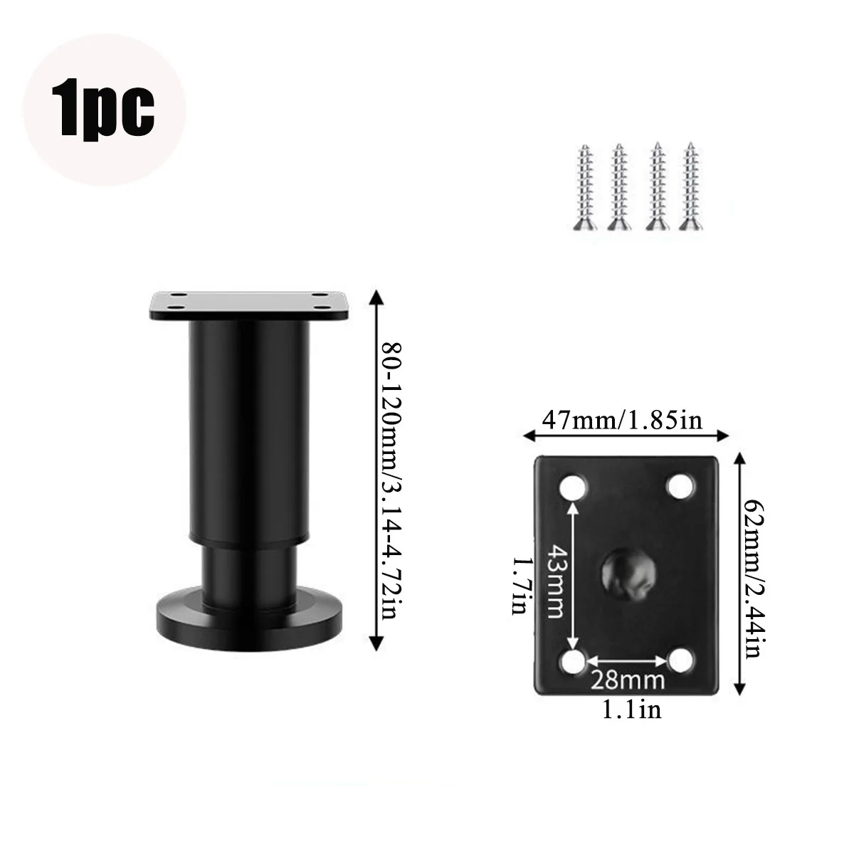 Adjustable Stainless Steel Furniture Legs Thickened Metal Replacement Legs with Screws for Cabinet Desk Table Chair Sofa Bed