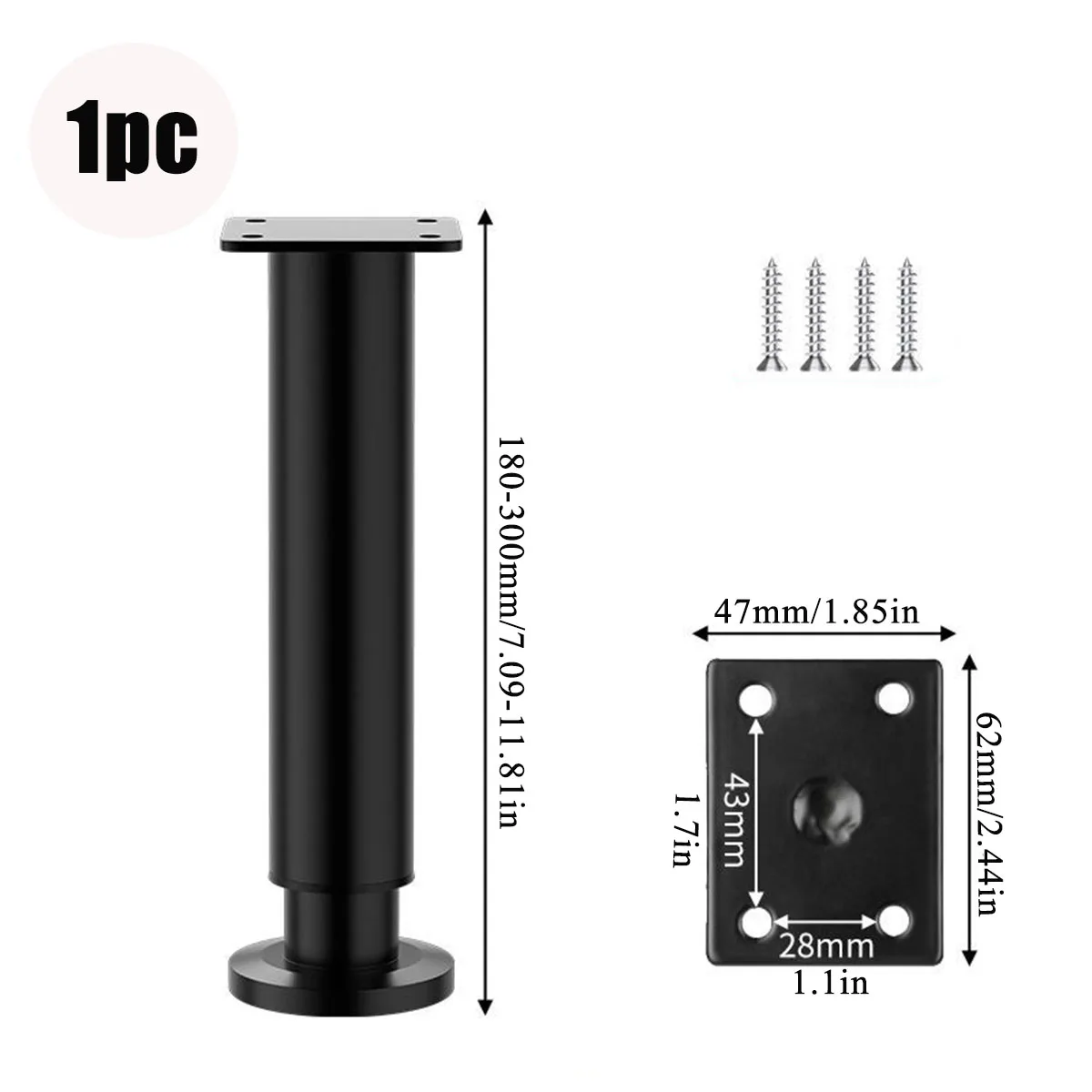 Adjustable Stainless Steel Furniture Legs Thickened Metal Replacement Legs with Screws for Cabinet Desk Table Chair Sofa Bed