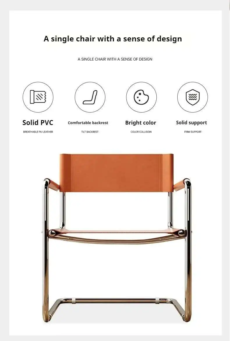 Black Dinning Chairs Stainless Steel Black Metal Balcony Bedroom CasualChair Leather Lounge Silla De Comedor Library Furniture