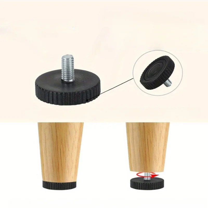 16pcs Adjustable Leveling Chair Leg Feet M8 Furniture Mat Screw-in Base Sofa Bed Cabinet Table Floor Protector Anti-slip Pad