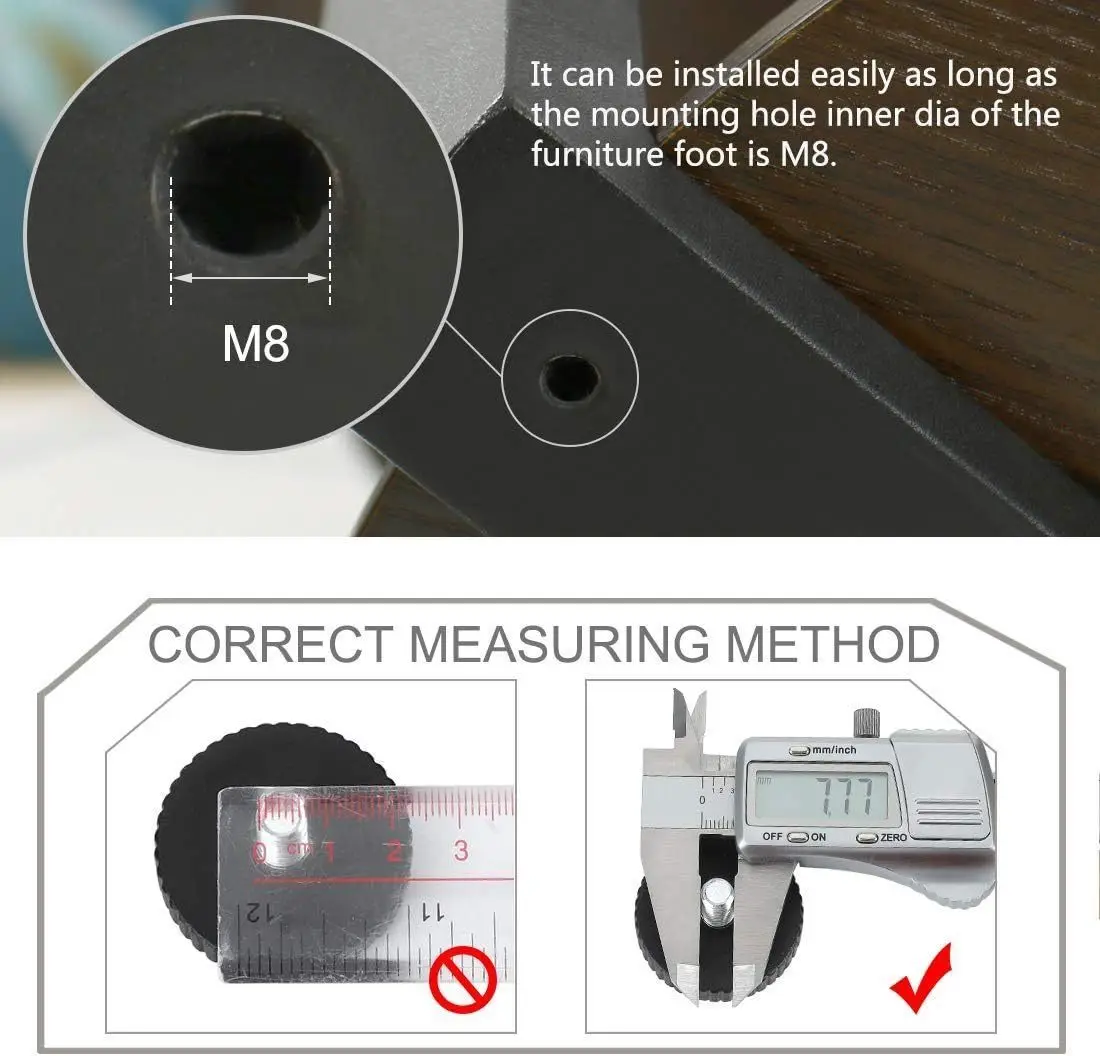 16pcs Adjustable Leveling Chair Leg Feet M8 Furniture Mat Screw-in Base Sofa Bed Cabinet Table Floor Protector Anti-slip Pad