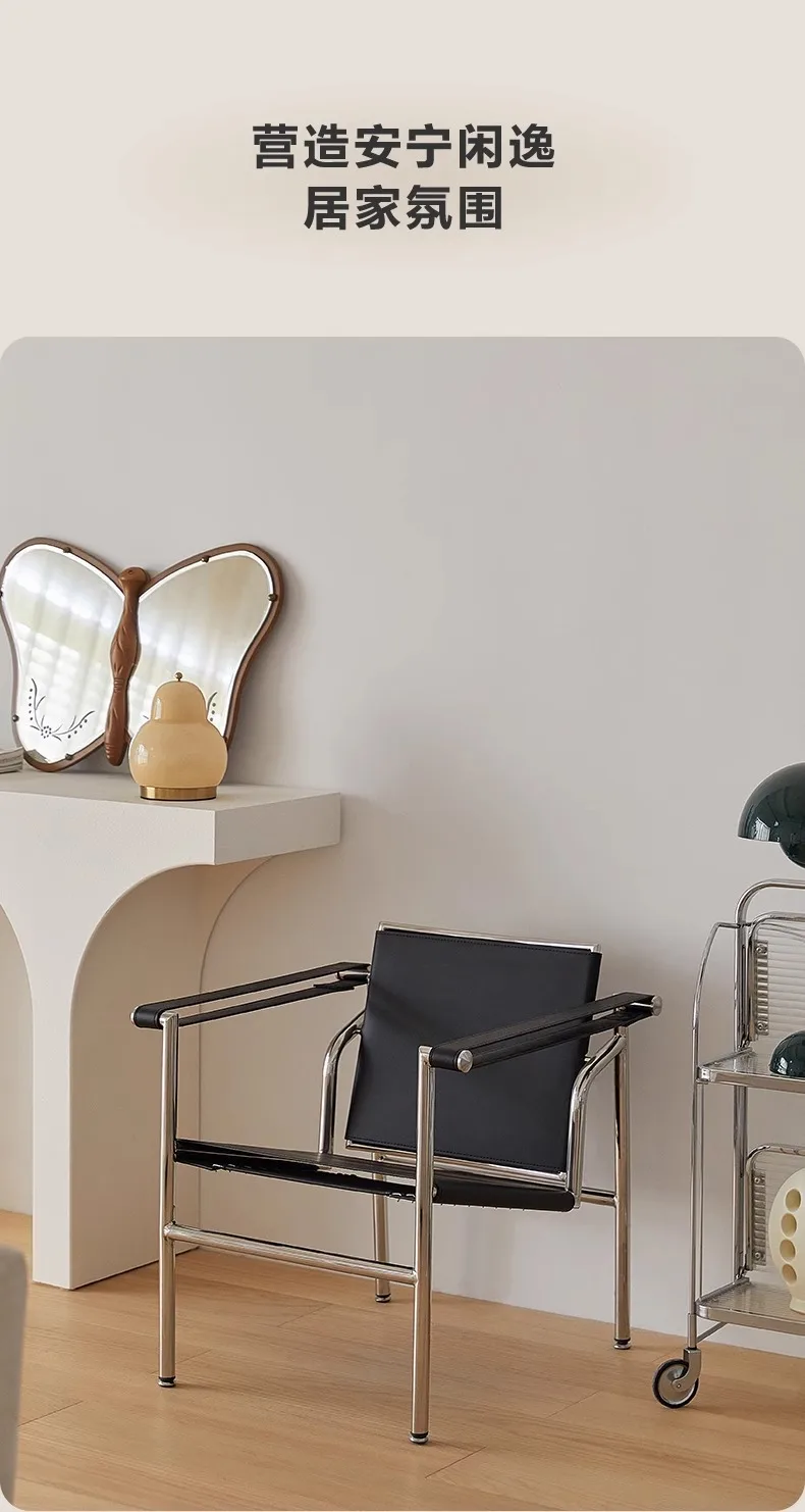 Le Corbusier Italian Style Single Sofa Chair Designer Vintage Single Chair Stainless Steel Leisure Chair