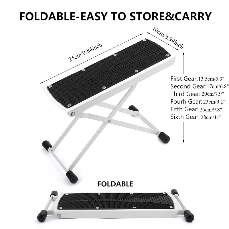 Folding Foot Rest 6-Height Adjustable Single Footstool Beauty Salons Home Pedicures Toe Nail Bath Beauty Tool Lazy Furnishings