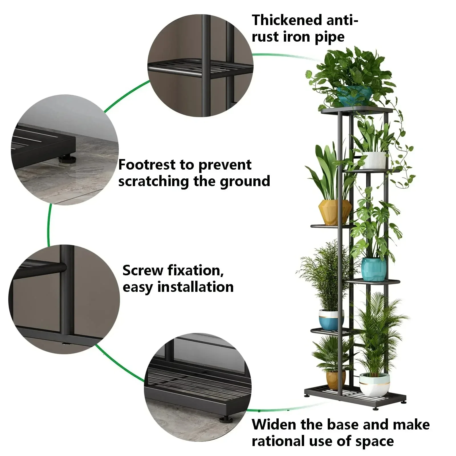 Iron Plant Stand Flower Shelves Pots Display Tray Stand for Flowers Plant Pot Holder Home Balcony Garden Decoration Organizer