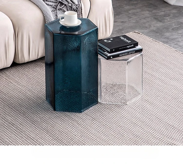 Nordic Light Luxury Glass Coffee Table Living Room Simple Modern Small Apartment Bedside Coffee Table Decoration Ornaments