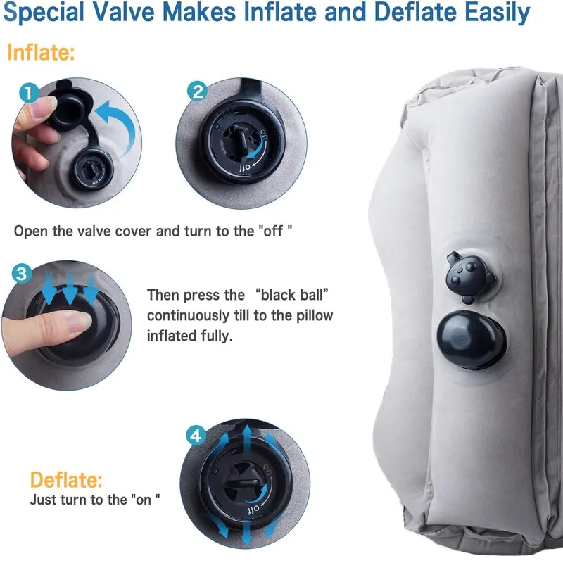 Inflatable Travel Air Pillow For Sleeping Avoid Neck Shoulder Pain Support Head Lumbar Rest Nap Headrest Airplane Car Office