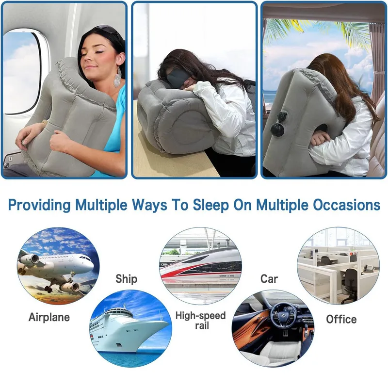Inflatable Travel Air Pillow For Sleeping Avoid Neck Shoulder Pain Support Head Lumbar Rest Nap Headrest Airplane Car Office