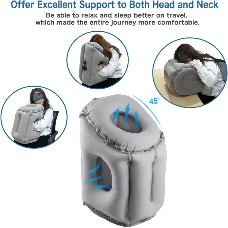 Inflatable Travel Air Pillow For Sleeping Avoid Neck Shoulder Pain Support Head Lumbar Rest Nap Headrest Airplane Car Office