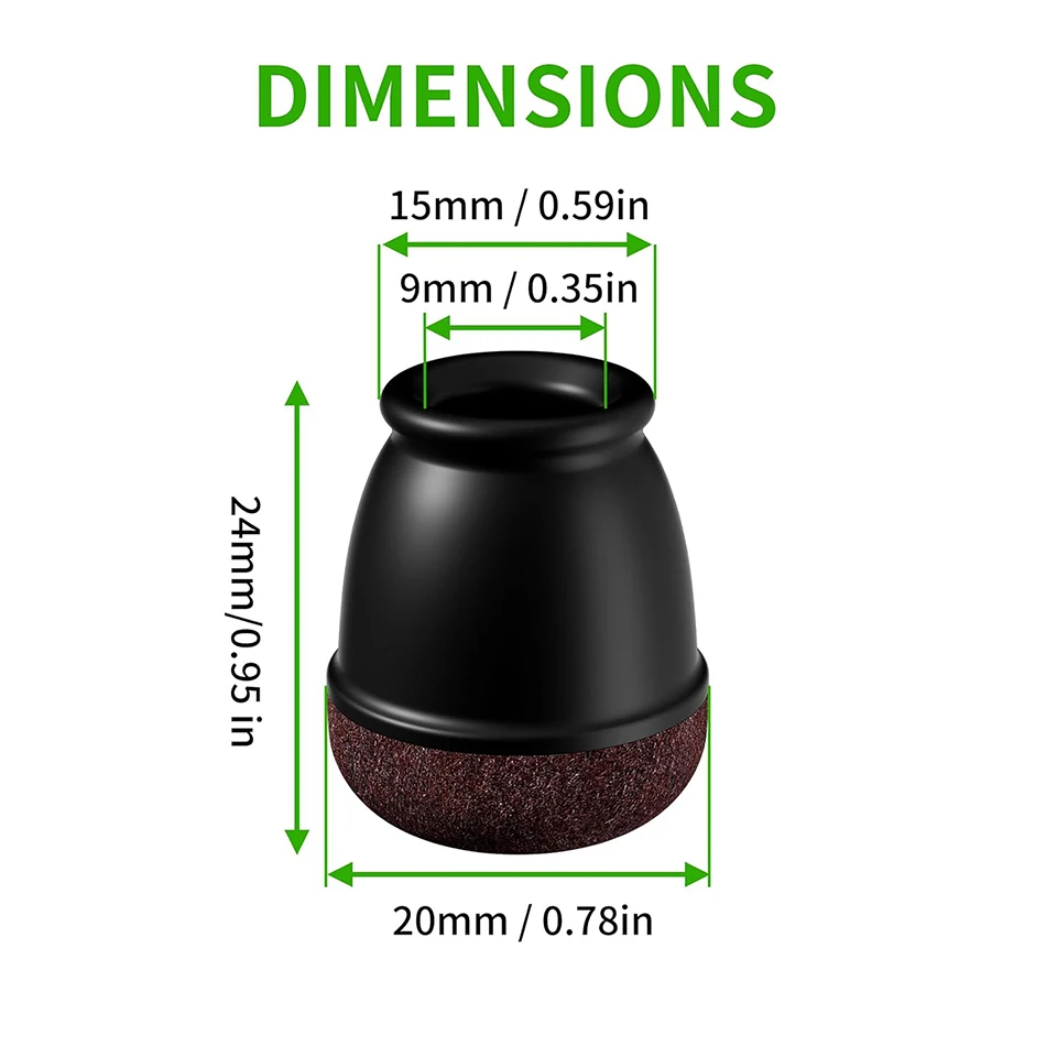 8PCS Round Chair Leg Floor Protectors Foot Cover Diagonal Silicone Furniture Black Table Feet for Hardwood Table Protect Floor