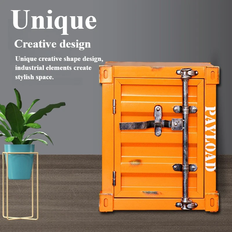 Design Nightstands Portable Luxury Industrial Style Container Cabinet Iron Art Aesthetic Living Room Creative Ornaments