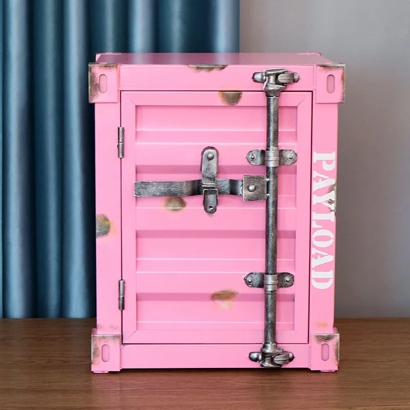 Design Nightstands Portable Luxury Industrial Style Container Cabinet Iron Art Aesthetic Living Room Creative Ornaments