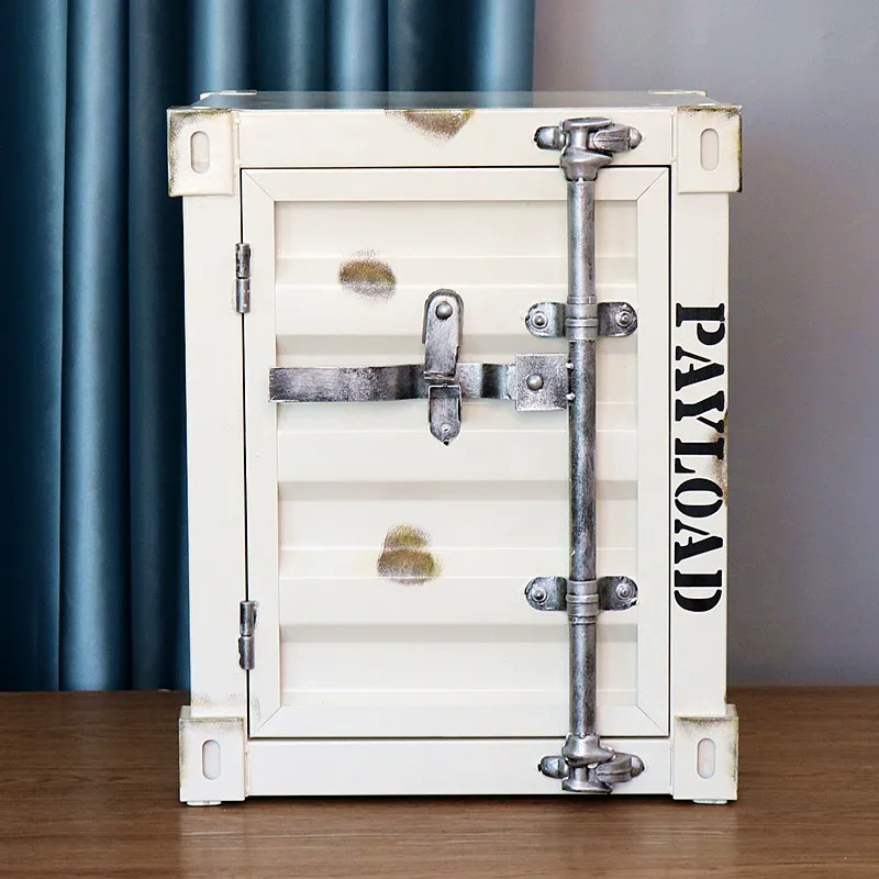 Design Nightstands Portable Luxury Industrial Style Container Cabinet Iron Art Aesthetic Living Room Creative Ornaments