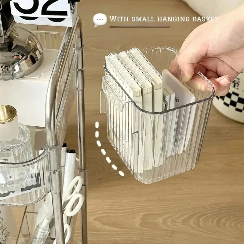 Mobile Storage Trolley 2/3/4 Tiers Acrylic Trolley With Wheel Multilayer Transparent Storage Rack Living Room Snack Storages