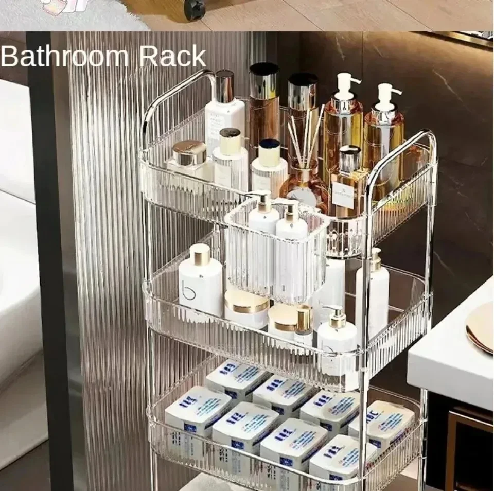 Mobile Storage Trolley 2/3/4 Tiers Acrylic Trolley With Wheel Multilayer Transparent Storage Rack Living Room Snack Storages