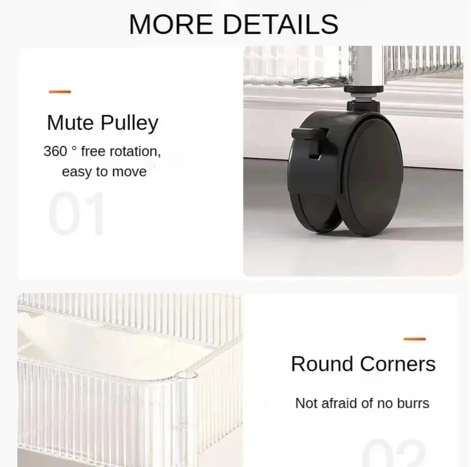 Mobile Storage Trolley 2/3/4 Tiers Acrylic Trolley With Wheel Multilayer Transparent Storage Rack Living Room Snack Storages