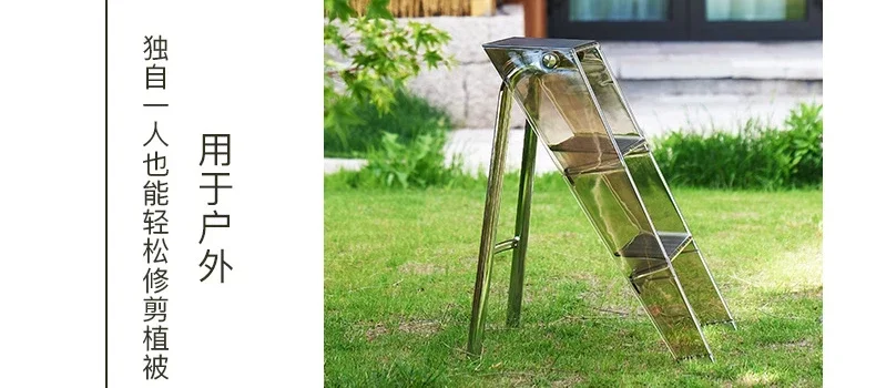 Home Nordic Household Multifunctional Ladder Transparent Folding Room Non-slip Pedal Ladder Built-in Herringbone Ladder