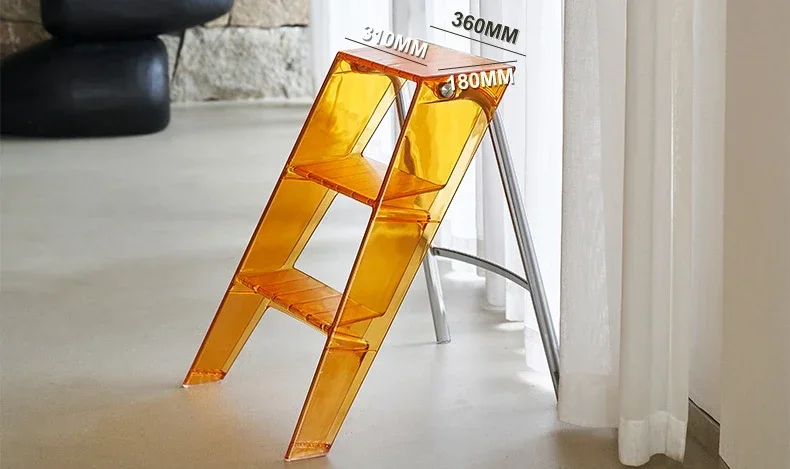 Home Nordic Household Multifunctional Ladder Transparent Folding Room Non-slip Pedal Ladder Built-in Herringbone Ladder