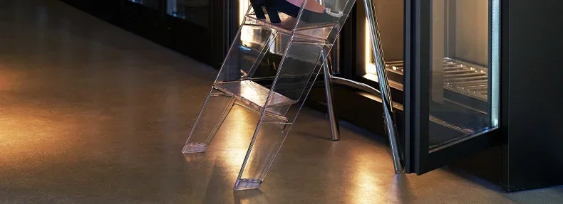 Home Nordic Household Multifunctional Ladder Transparent Folding Room Non-slip Pedal Ladder Built-in Herringbone Ladder