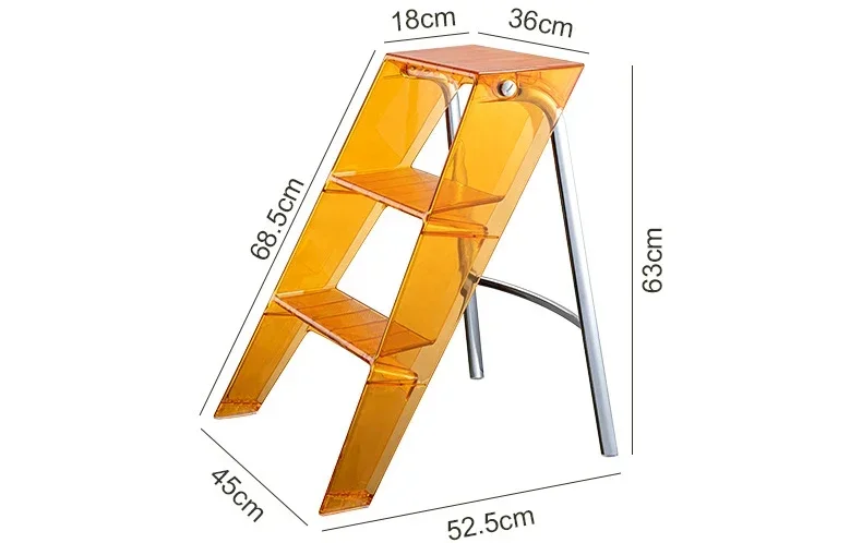 Home Nordic Household Multifunctional Ladder Transparent Folding Room Non-slip Pedal Ladder Built-in Herringbone Ladder
