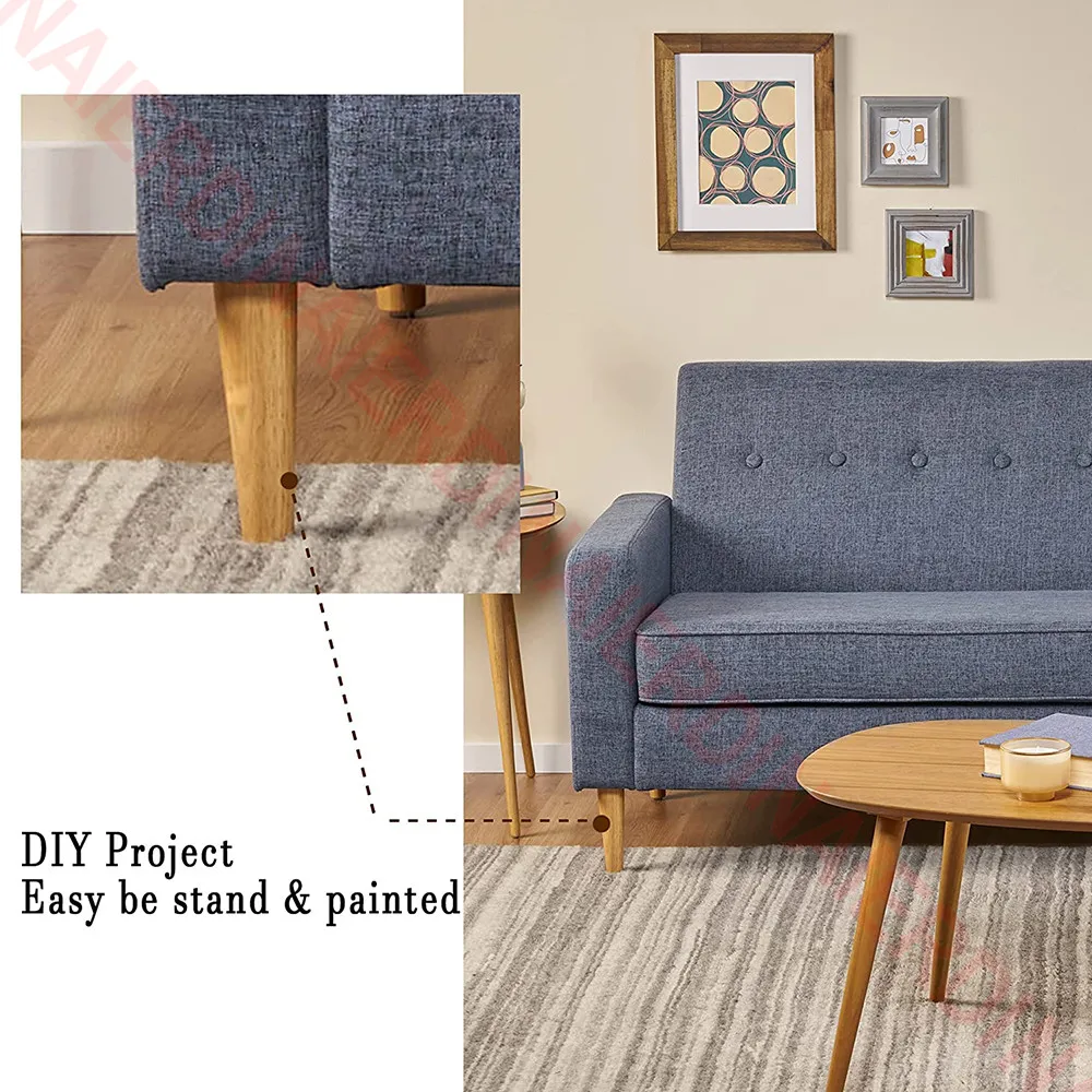 NAIERDI 1PC 8-60cm Round Wood Furniture Legs Natural Solid Wooden Replacement Table Feets Cabinet Bed Sofa Leg Stainless Plates