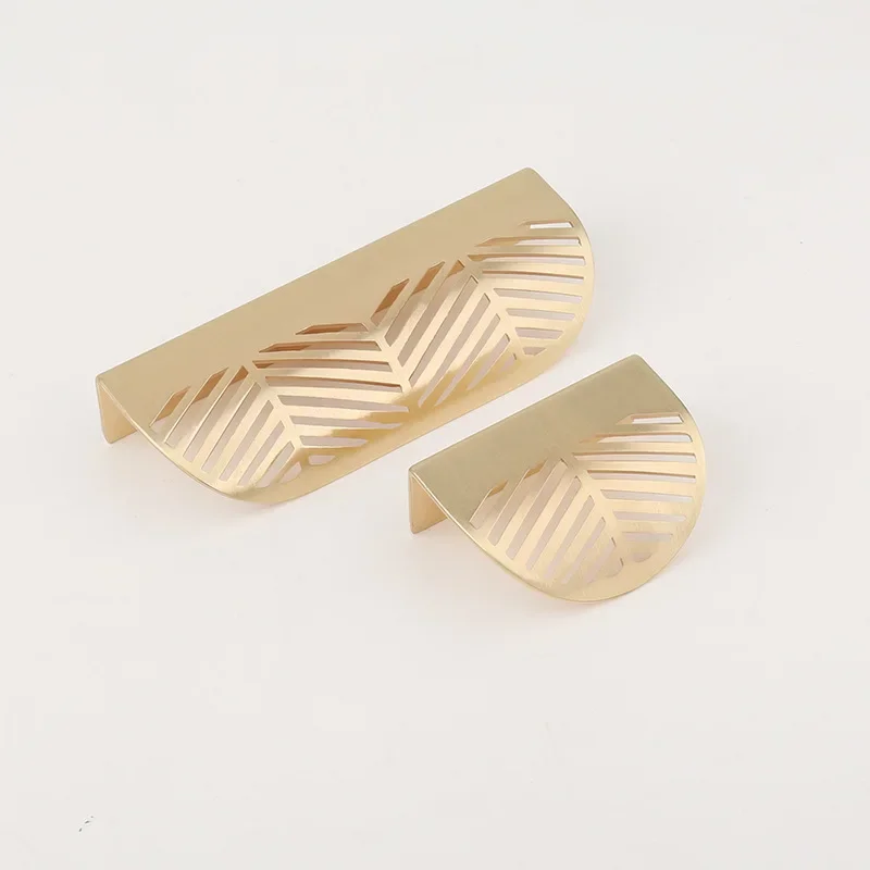 New Leaf-shaped Modern Furniture Drawer Brass Handles Furniture Wardrobe Drawer Knob Brass Door Handles Wholesale