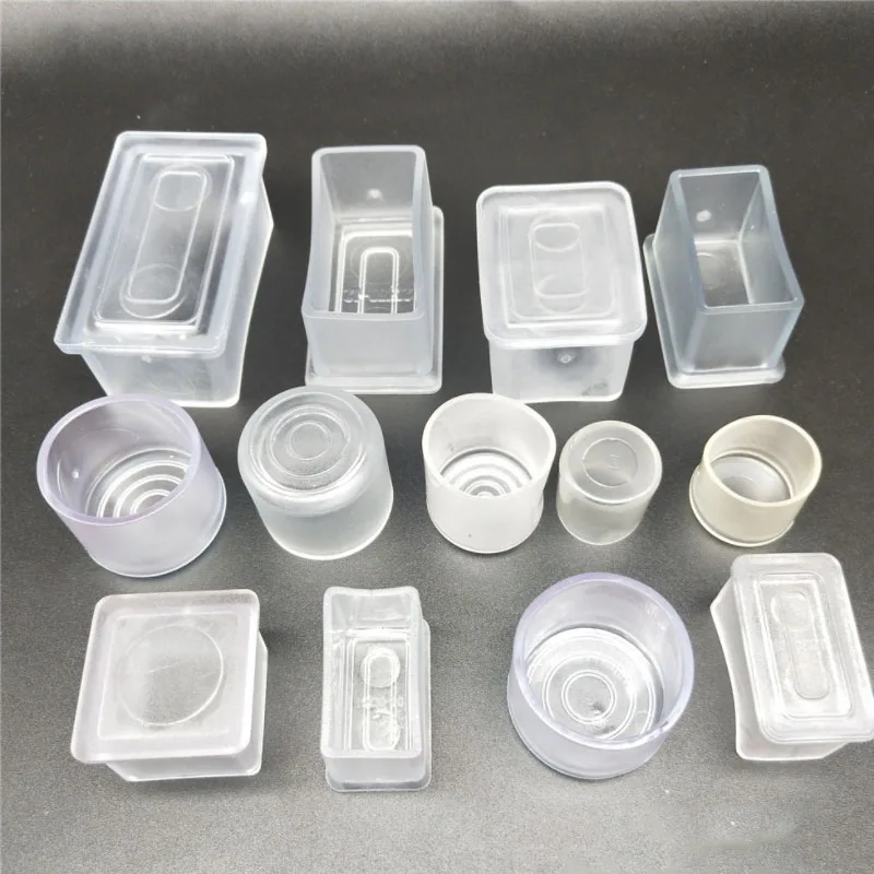 Transparent Square Furniture feet Caps Wood Floor From Scratches Protectors Pads Non-slip Mute Rubber Leg Mat 15x30mm~35x35mm