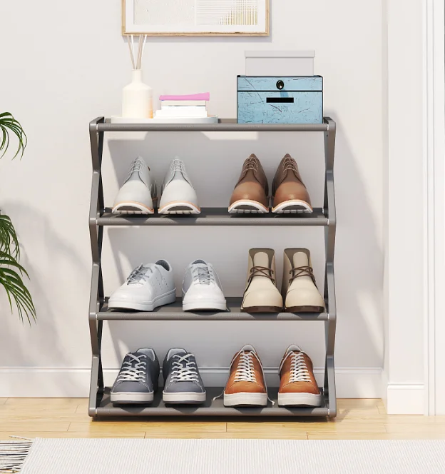 3-Tier Stackable Shoe Rack, Foldable X-Design Plastic Organizer for Entryway Bedroom Dorm, Easy Assembly Space Saving