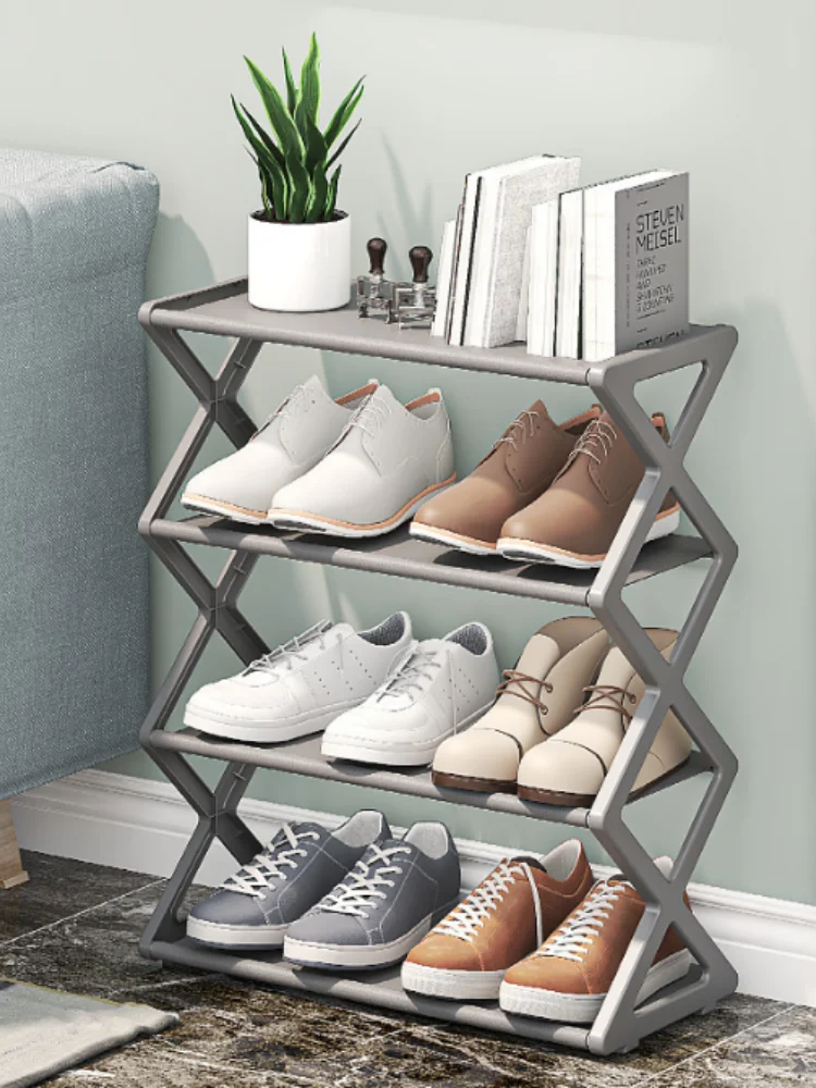 3-Tier Stackable Shoe Rack, Foldable X-Design Plastic Organizer for Entryway Bedroom Dorm, Easy Assembly Space Saving