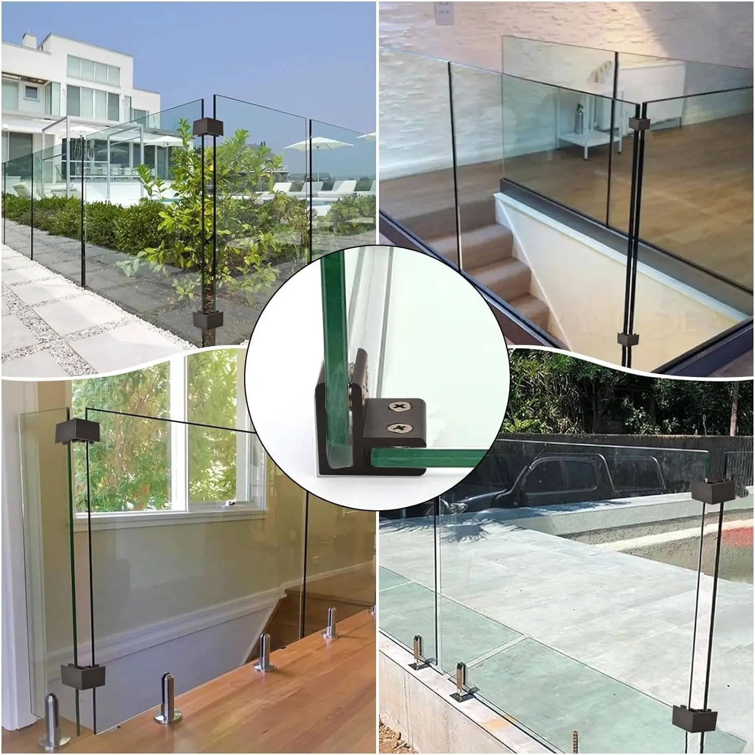 4Pcs Aluminum Glass To Glass Joint Clamp Bracket Cubicle Partition L H T Cross Shaped Joiner
