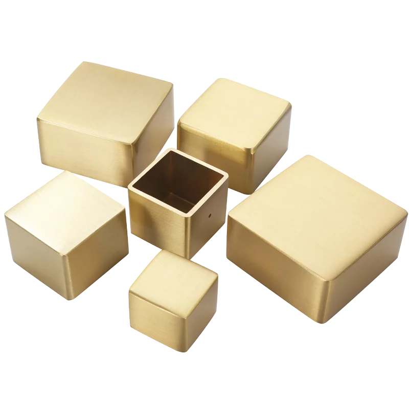 1 piece Brass Cabinet Leg Cover Square Furniture Leg Cup Table Sofa Foot Protector Gold Chair Tube