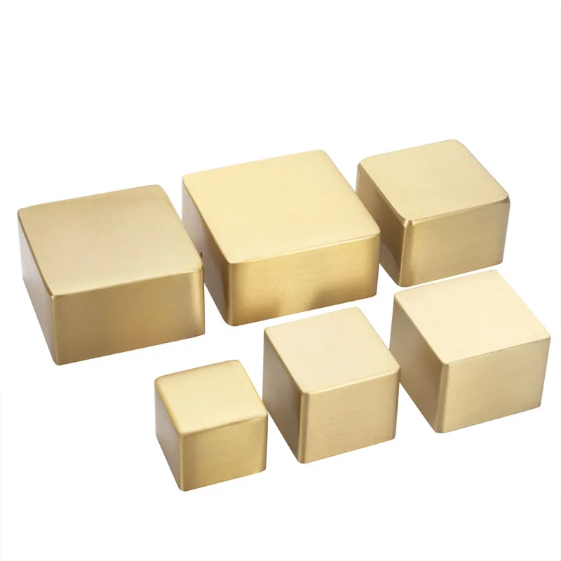 1 piece Brass Cabinet Leg Cover Square Furniture Leg Cup Table Sofa Foot Protector Gold Chair Tube