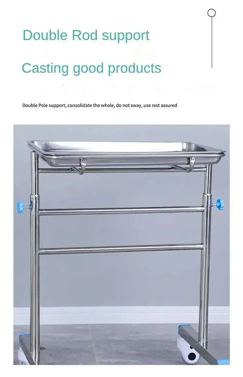 Thickened 304 Stainless Steel Auxiliary Cart with Wheels Multifunctional Medical Tray Rack Organizer Cart Medical Tool Trolley