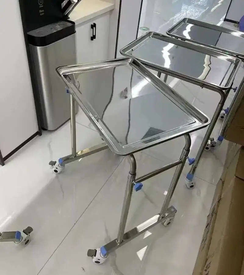 Thickened 304 Stainless Steel Auxiliary Cart with Wheels Multifunctional Medical Tray Rack Organizer Cart Medical Tool Trolley